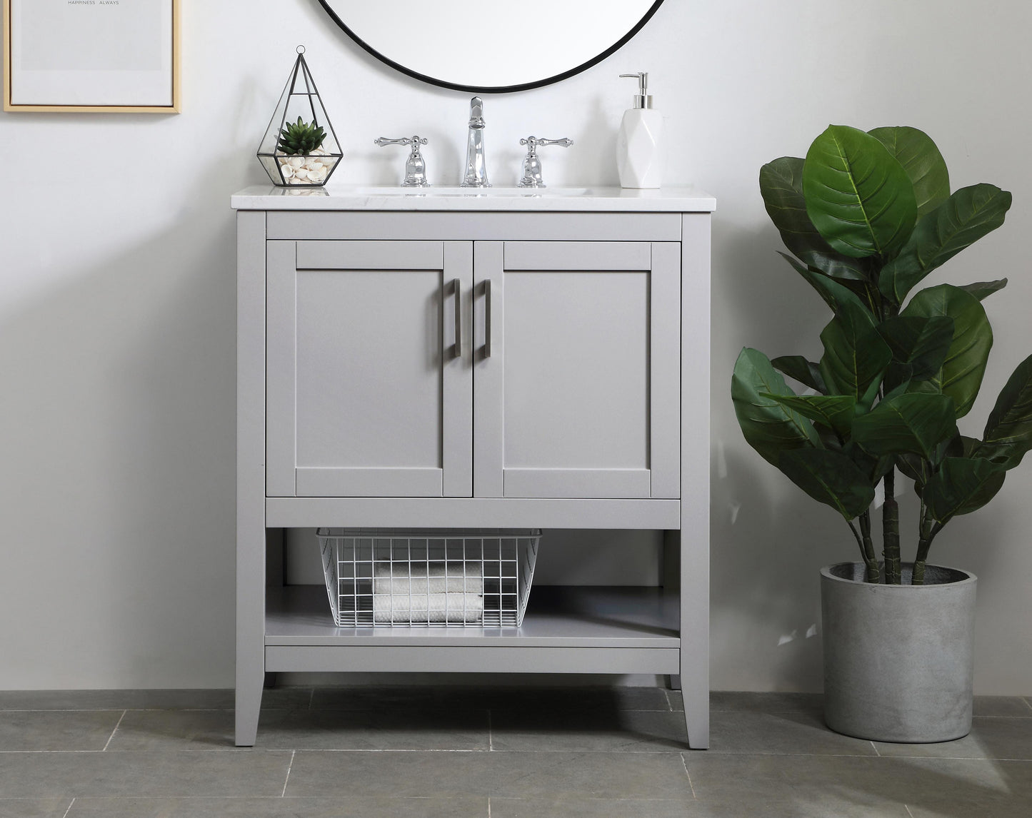 30 inch Single Bathroom Vanity in Grey - BC1603034GR