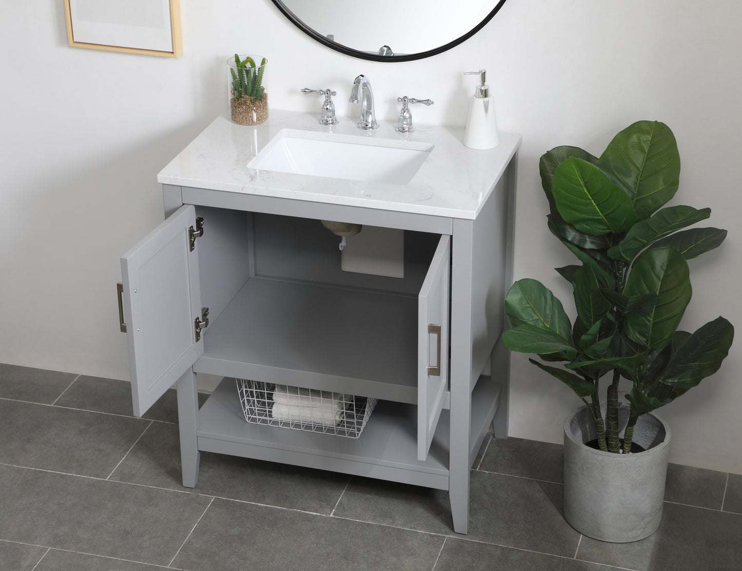 30 inch Single Bathroom Vanity in Grey - BC1603034GR