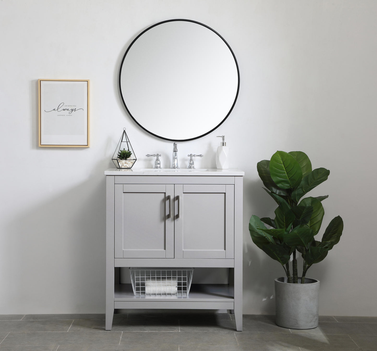 30 inch Single Bathroom Vanity in Grey - BC1603034GR