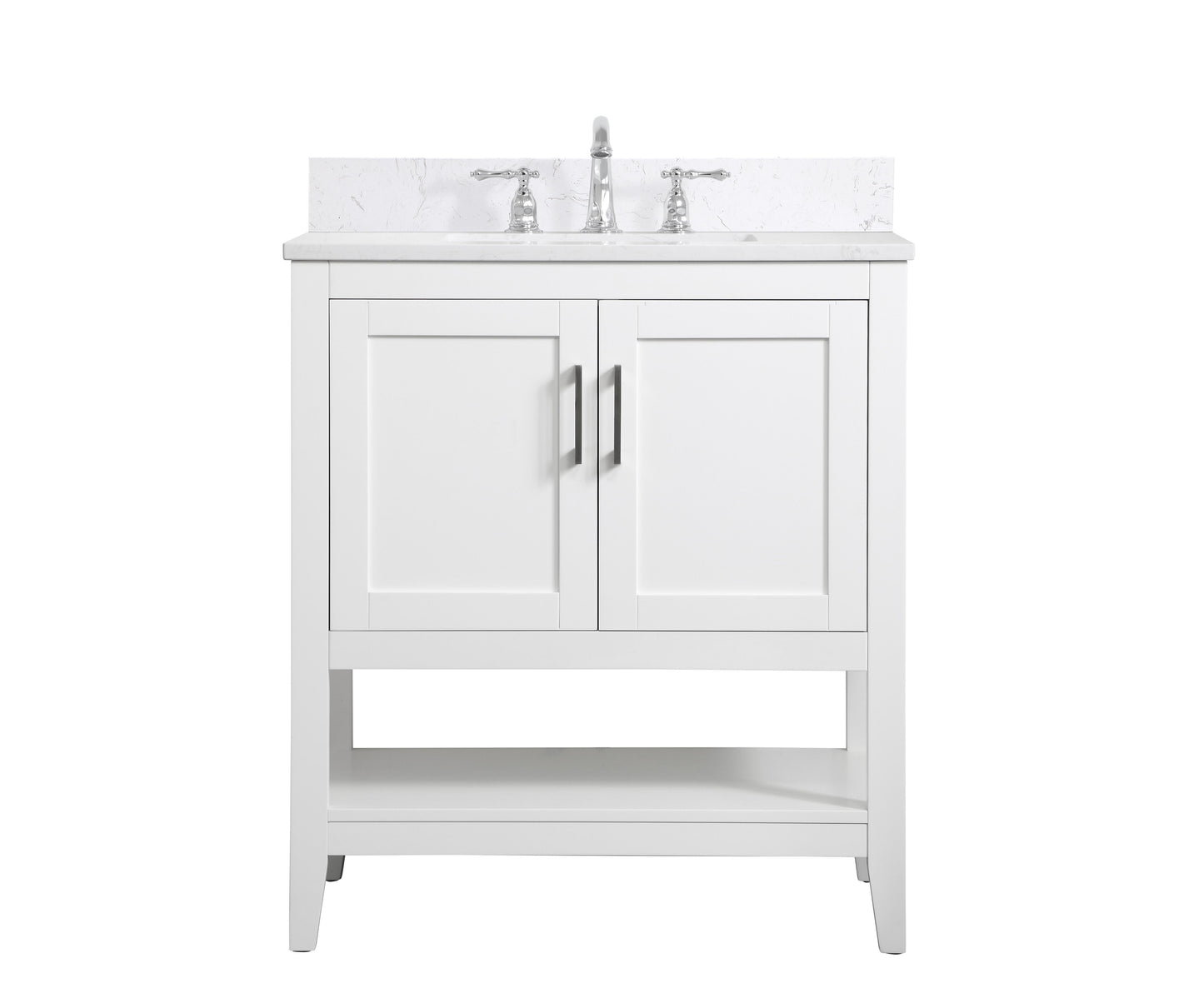 30 inch Single Bathroom Vanity in White with Backsplash - BC1603034WH-BS