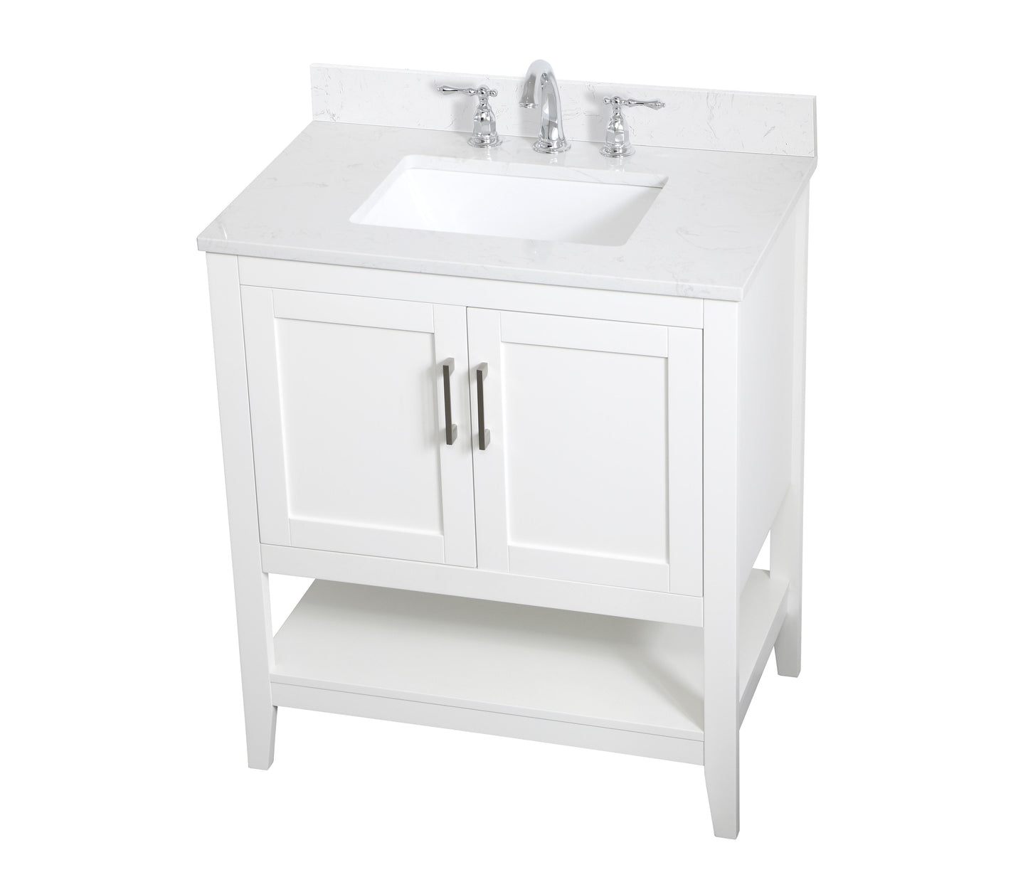 30 inch Single Bathroom Vanity in White with Backsplash - BC1603034WH-BS