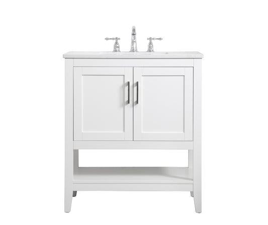 30 inch Single Bathroom Vanity in White - BC1603034WH