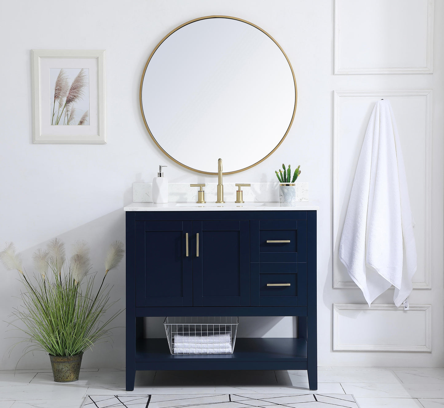 36 inch Single Bathroom Vanity in Blue with Backsplash - BC1603634BL-BS