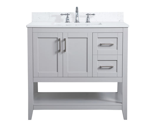 36 inch Single Bathroom Vanity in Grey with Backsplash - BC1603634GR-BS