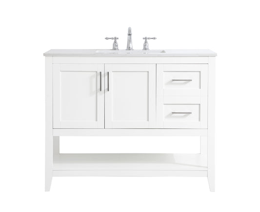 42 inch Single Bathroom Vanity in White - BC1604234WH