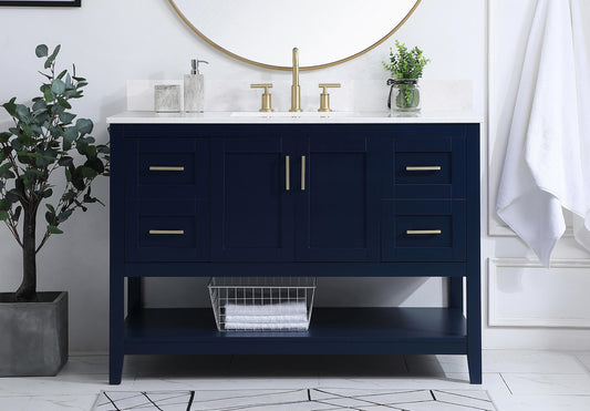 48 inch Single Bathroom Vanity in Blue with Backsplash - BC1604834BL-BS