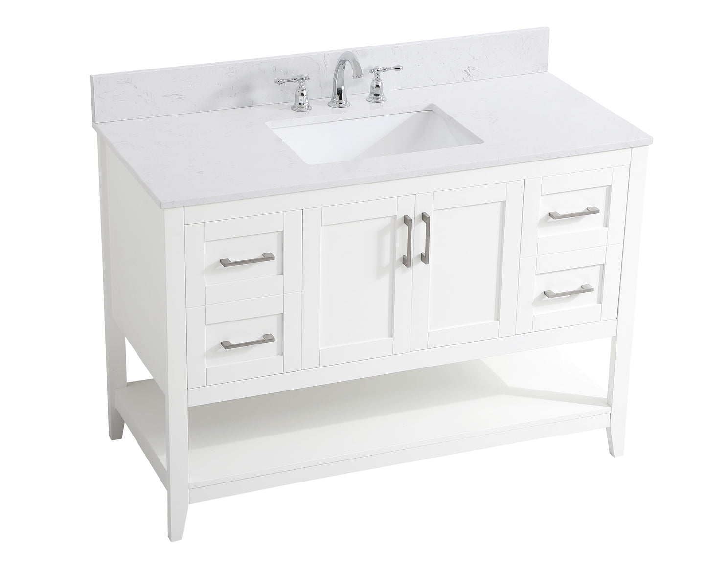 48 inch Single Bathroom Vanity in White with Backsplash - BC1604834WH-BS