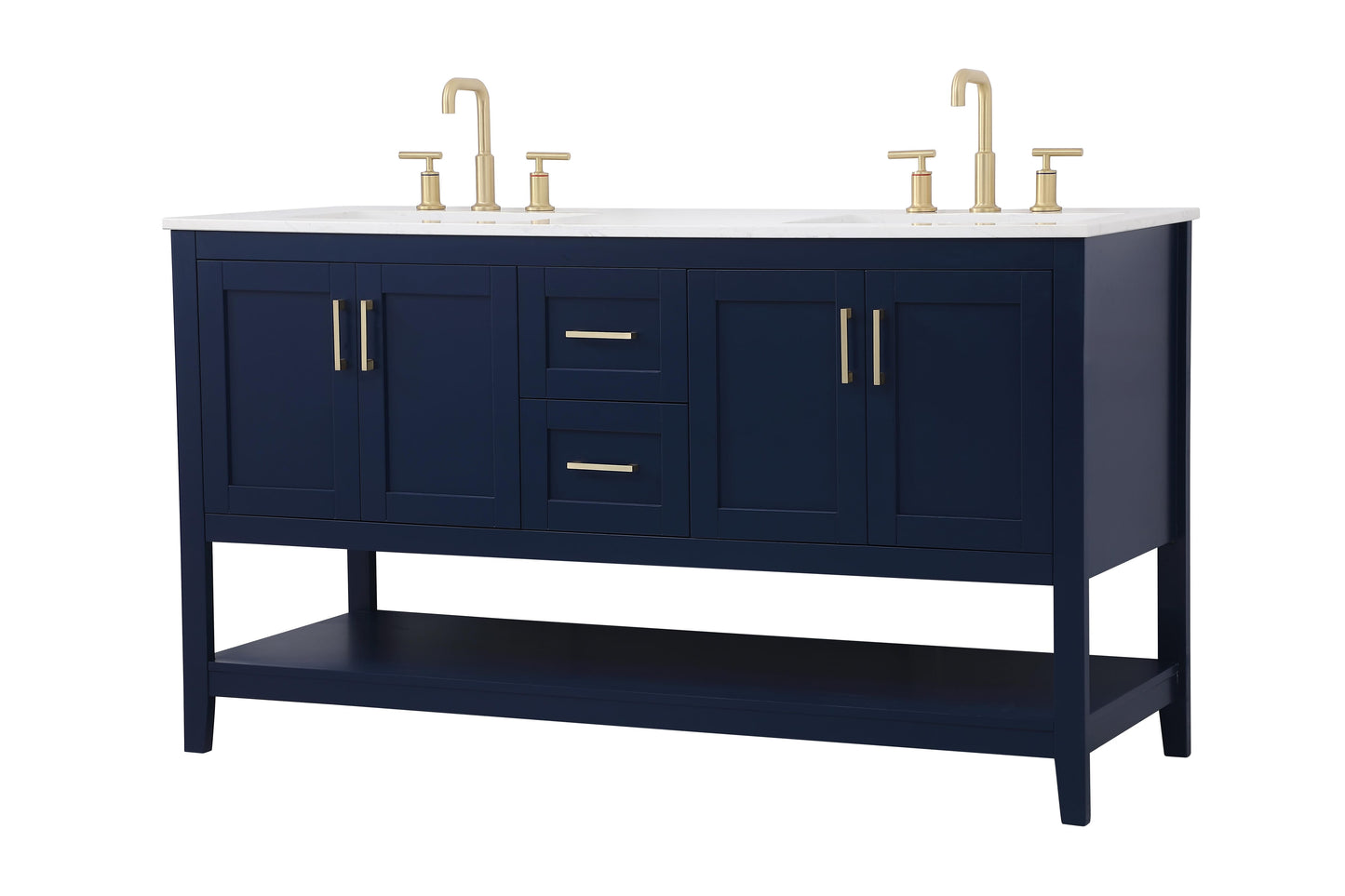 60 inch Double Bathroom Vanity in Blue - BC160D6034BL