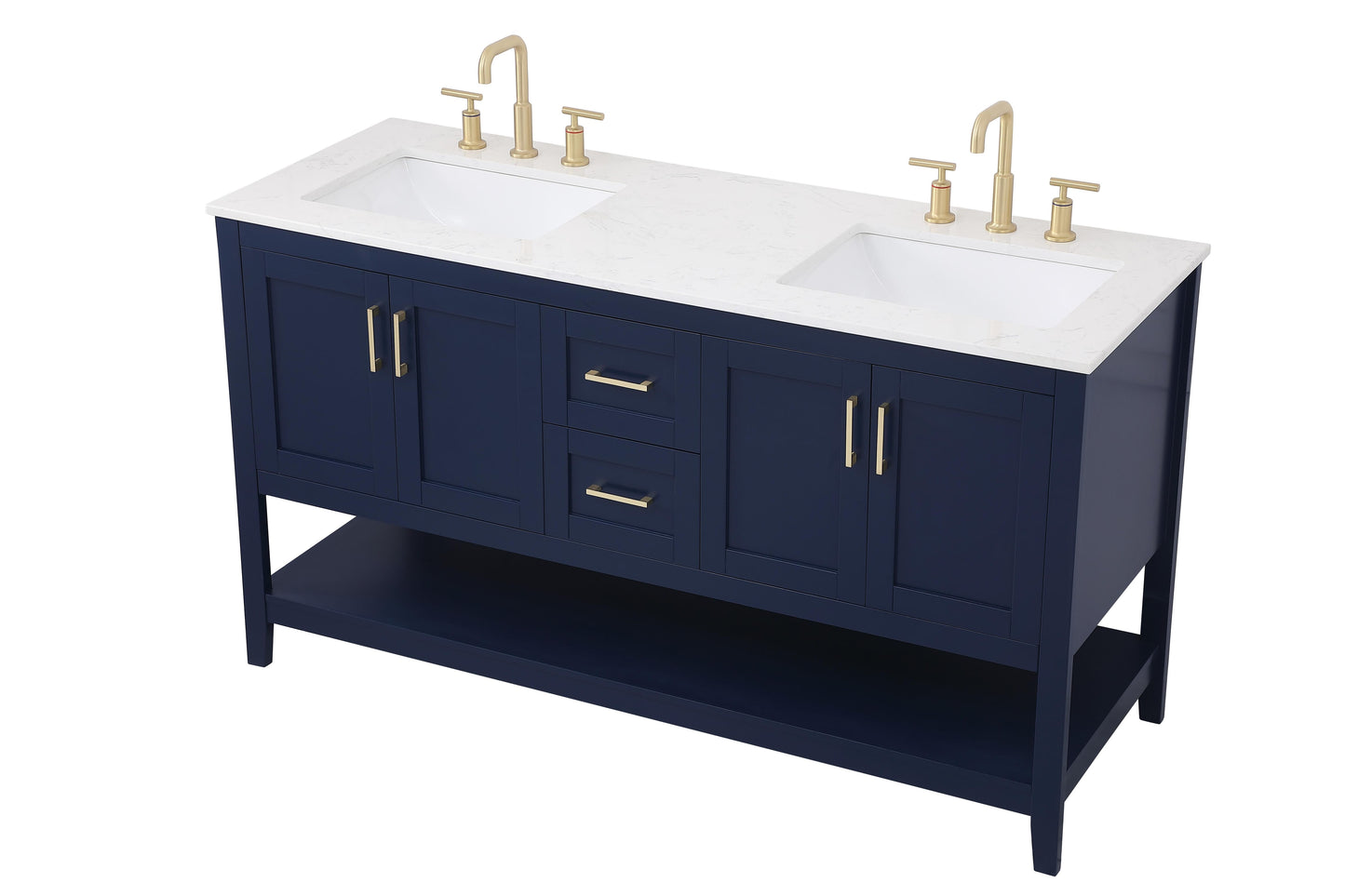 60 inch Double Bathroom Vanity in Blue - BC160D6034BL