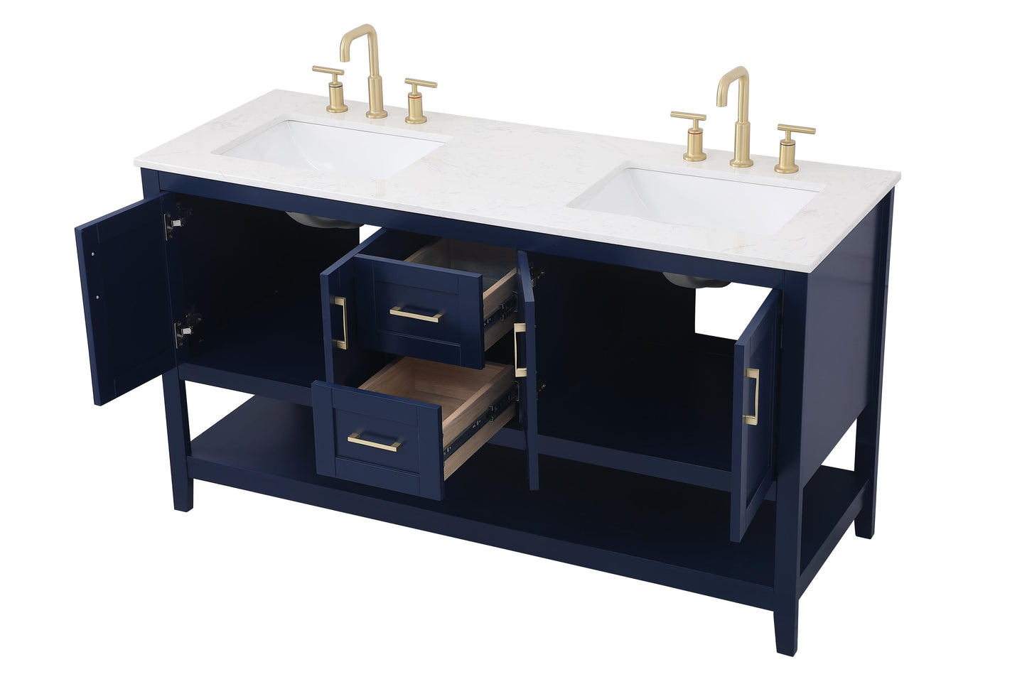 60 inch Double Bathroom Vanity in Blue - BC160D6034BL