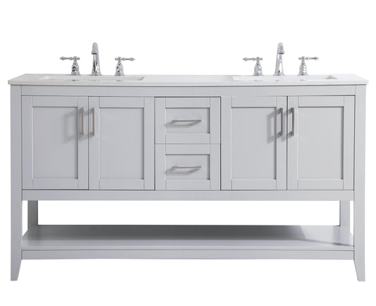 60 inch Double Bathroom Vanity in Grey - BC160D6034GR