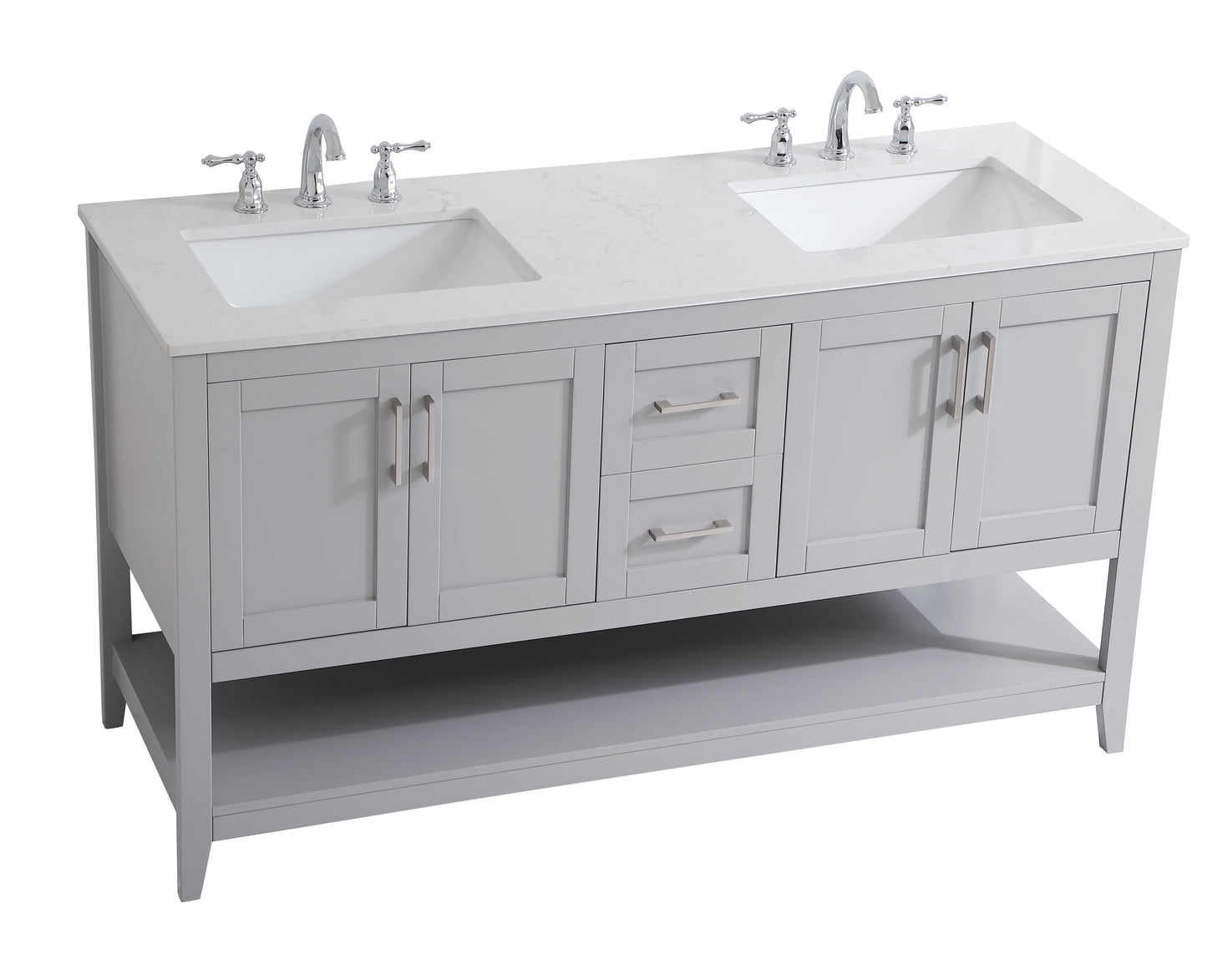 60 inch Double Bathroom Vanity in Grey - BC160D6034GR