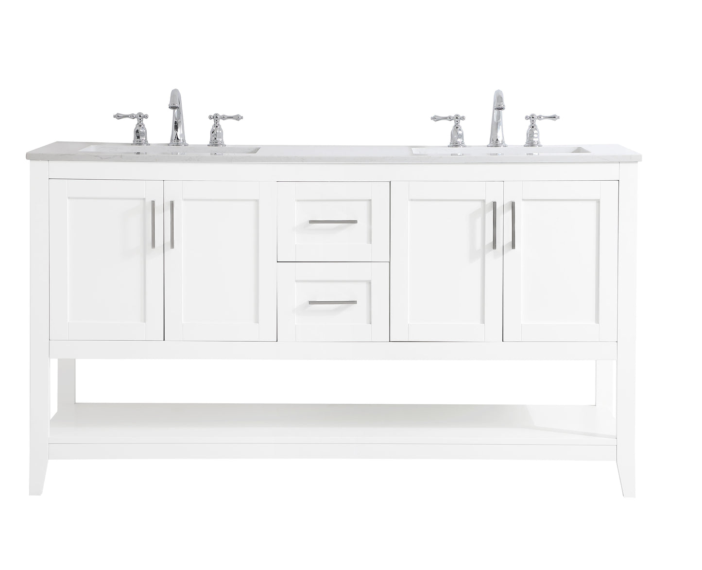 60 inch Double Bathroom Vanity in White - BC160D6034WH