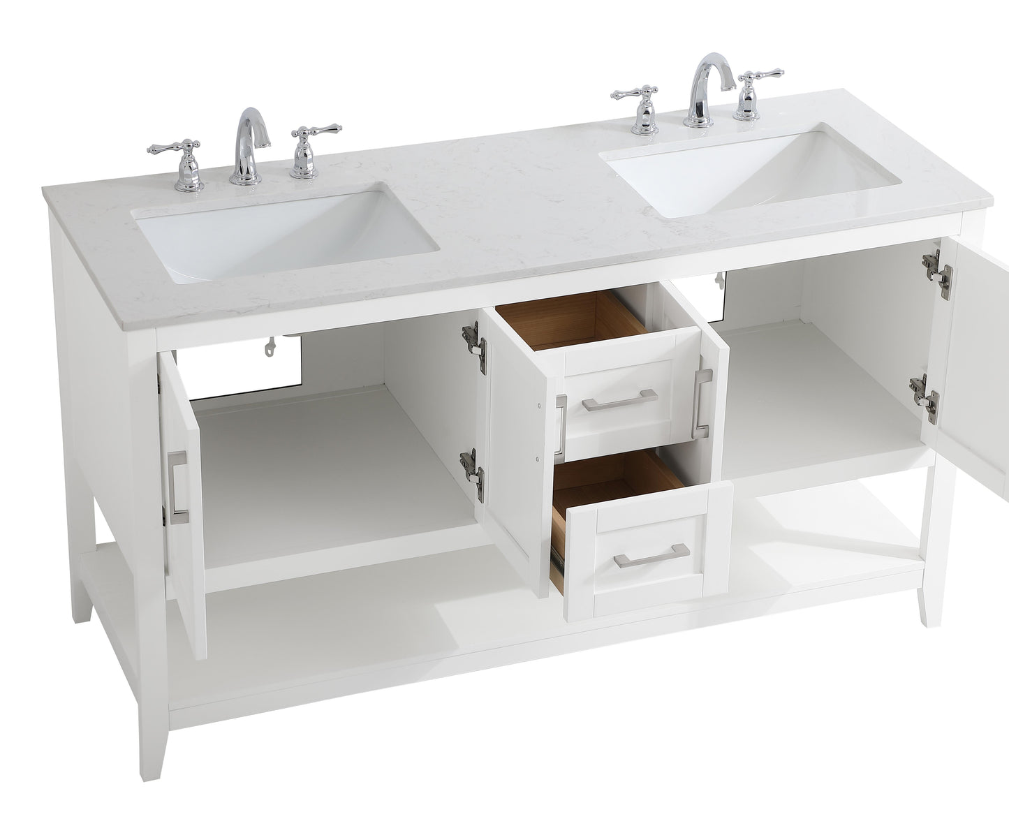 60 inch Double Bathroom Vanity in White - BC160D6034WH