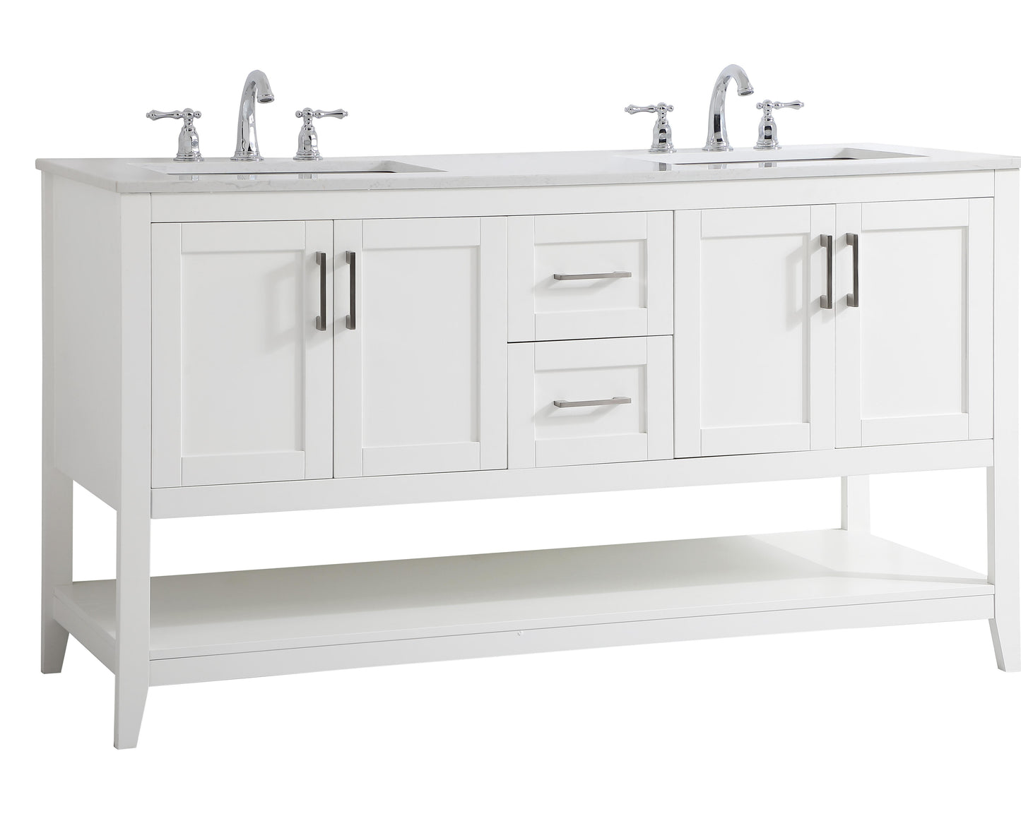 60 inch Double Bathroom Vanity in White - BC160D6034WH