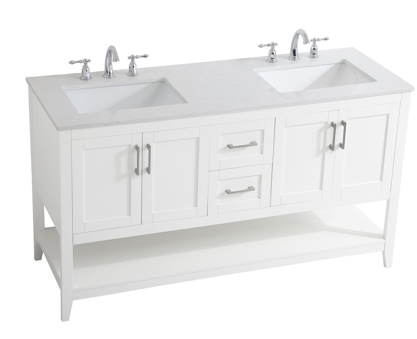 60 inch Double Bathroom Vanity in White - BC160D6034WH