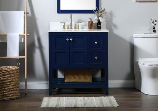 32 inch Single Bathroom Vanity in Blue with backsplash - BC1703234BL-BS