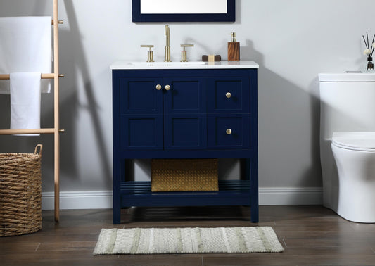 32 inch Single Bathroom Vanity in Blue - BC1703234BL