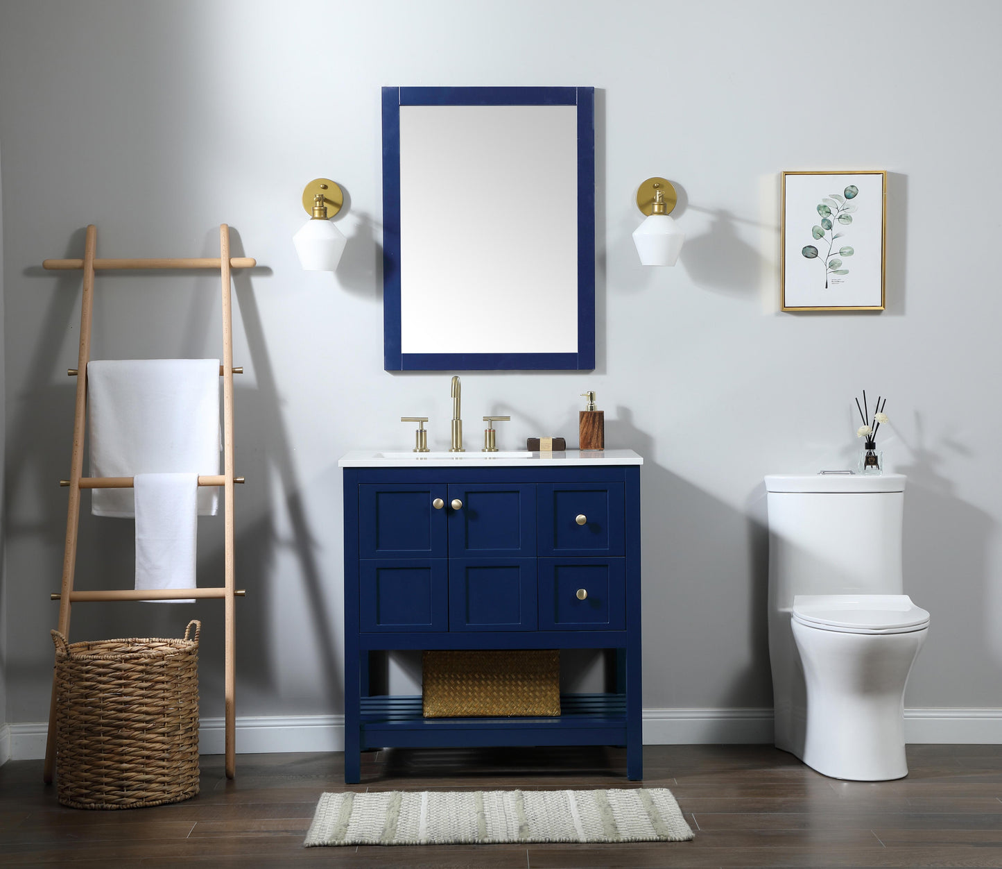 32 inch Single Bathroom Vanity in Blue - BC1703234BL