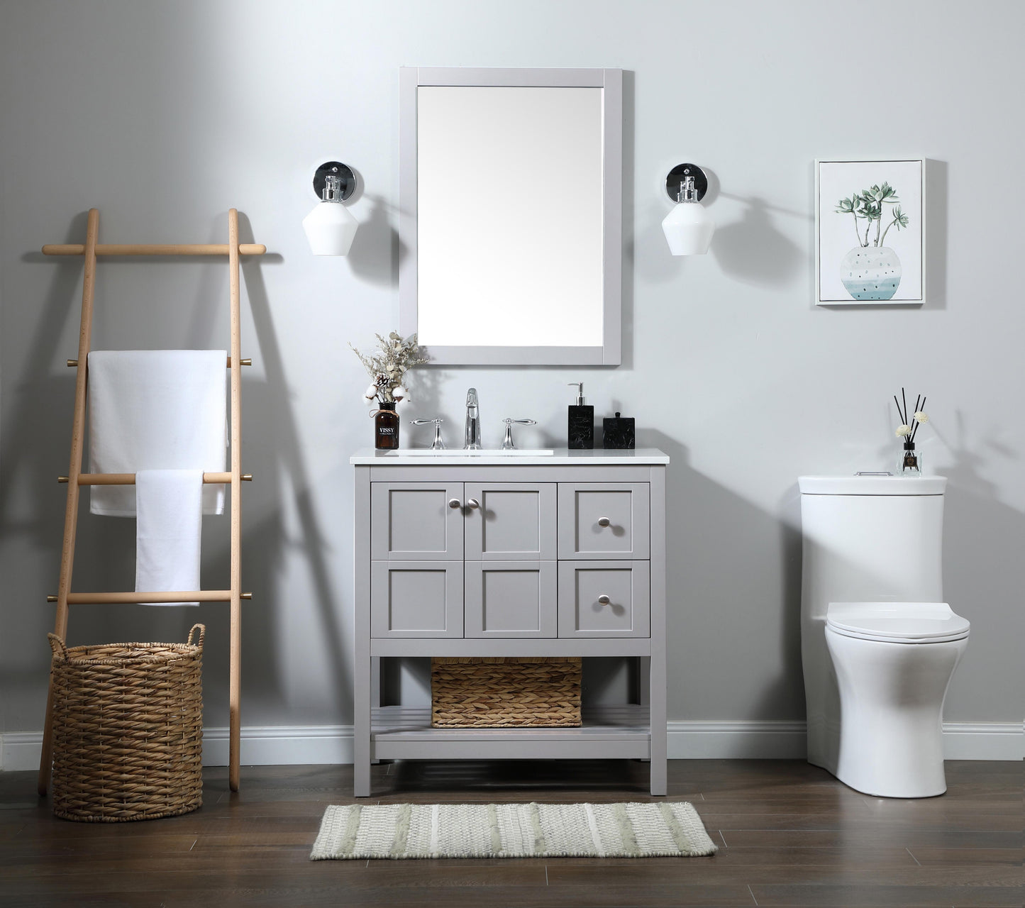 32 inch Single Bathroom Vanity in Grey - BC1703234GR