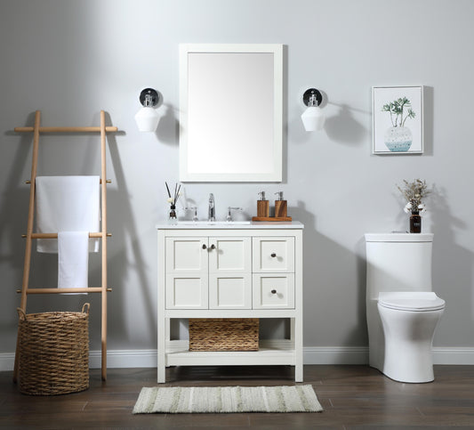 32 inch Single Bathroom Vanity in White - BC1703234WH