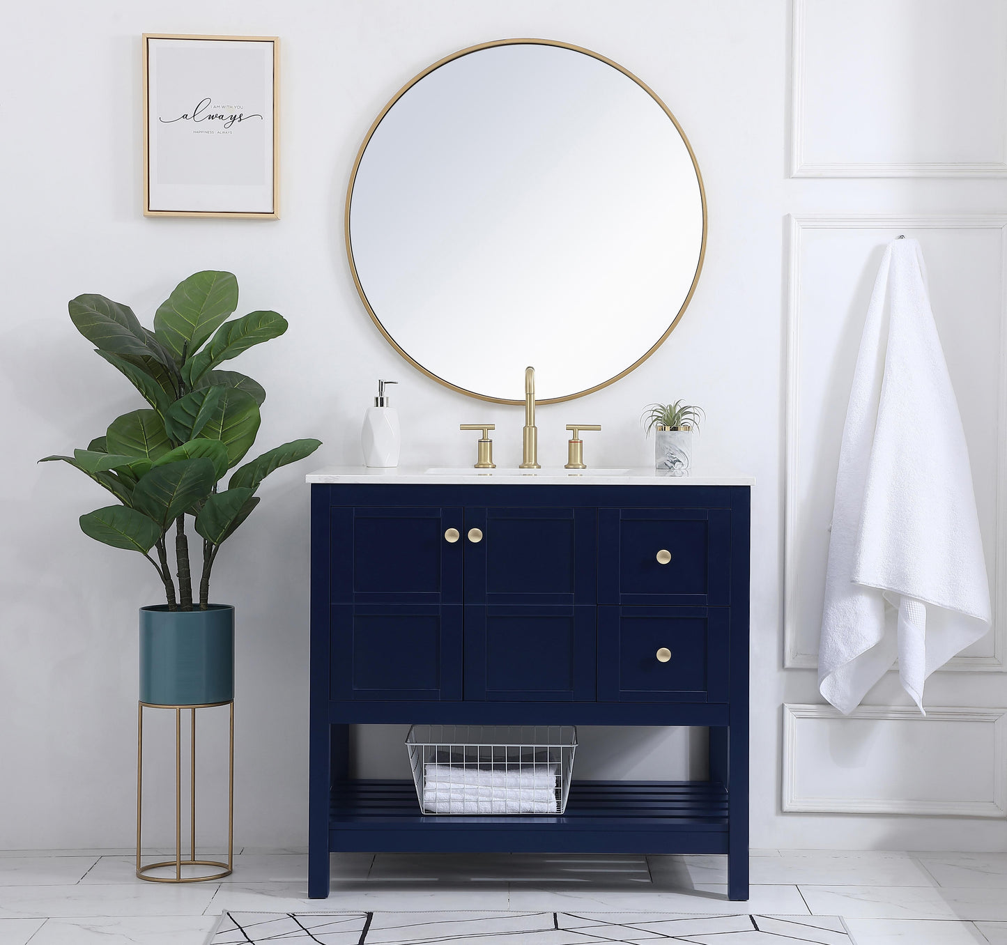 36 inch Single Bathroom Vanity in Blue - BC1703634BL