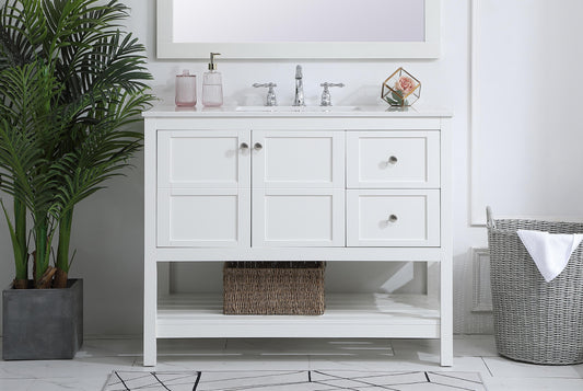 42 inch Single Bathroom Vanity in White - BC1704234WH