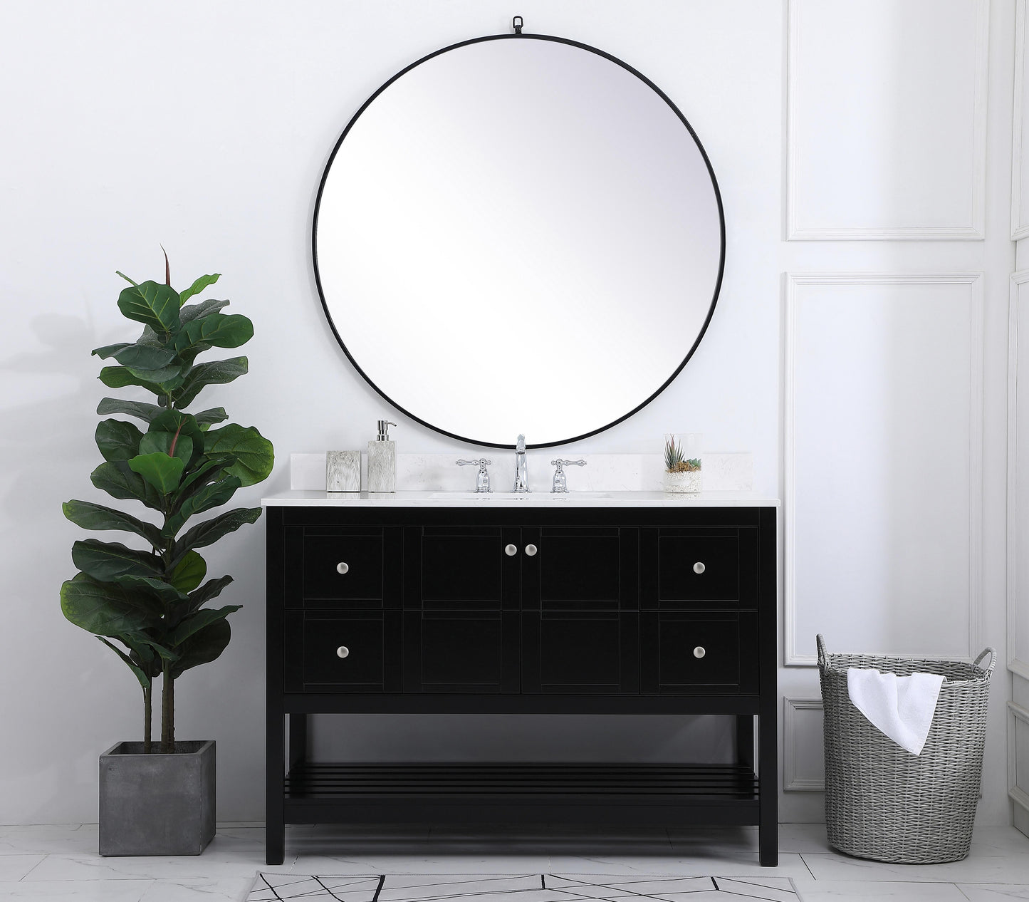 48 inch Single Bathroom Vanity in Black with Backsplash - BC1704834BK-BS