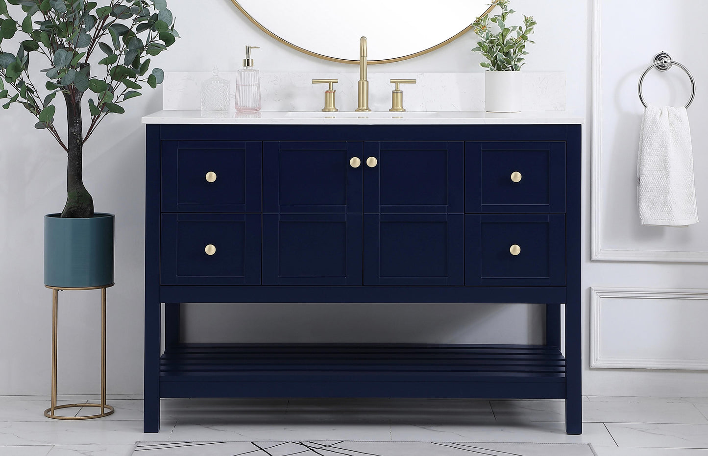 48 inch Single Bathroom Vanity in Blue with Backsplash - BC1704834BL-BS