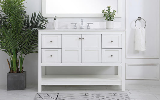 48 inch Single Bathroom Vanity in White with Backsplash - BC1704834WH-BS