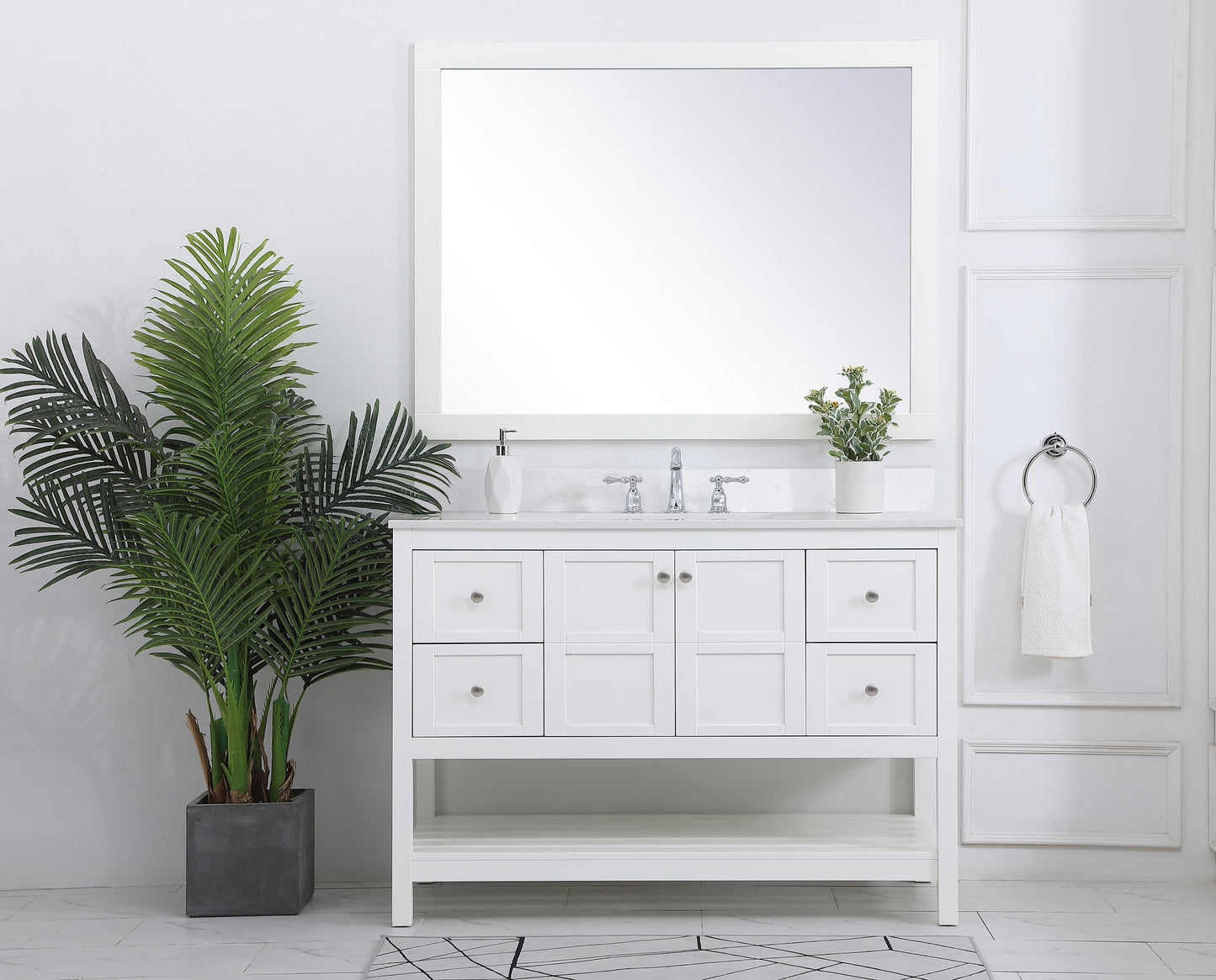 48 inch Single Bathroom Vanity in White with Backsplash - BC1704834WH-BS