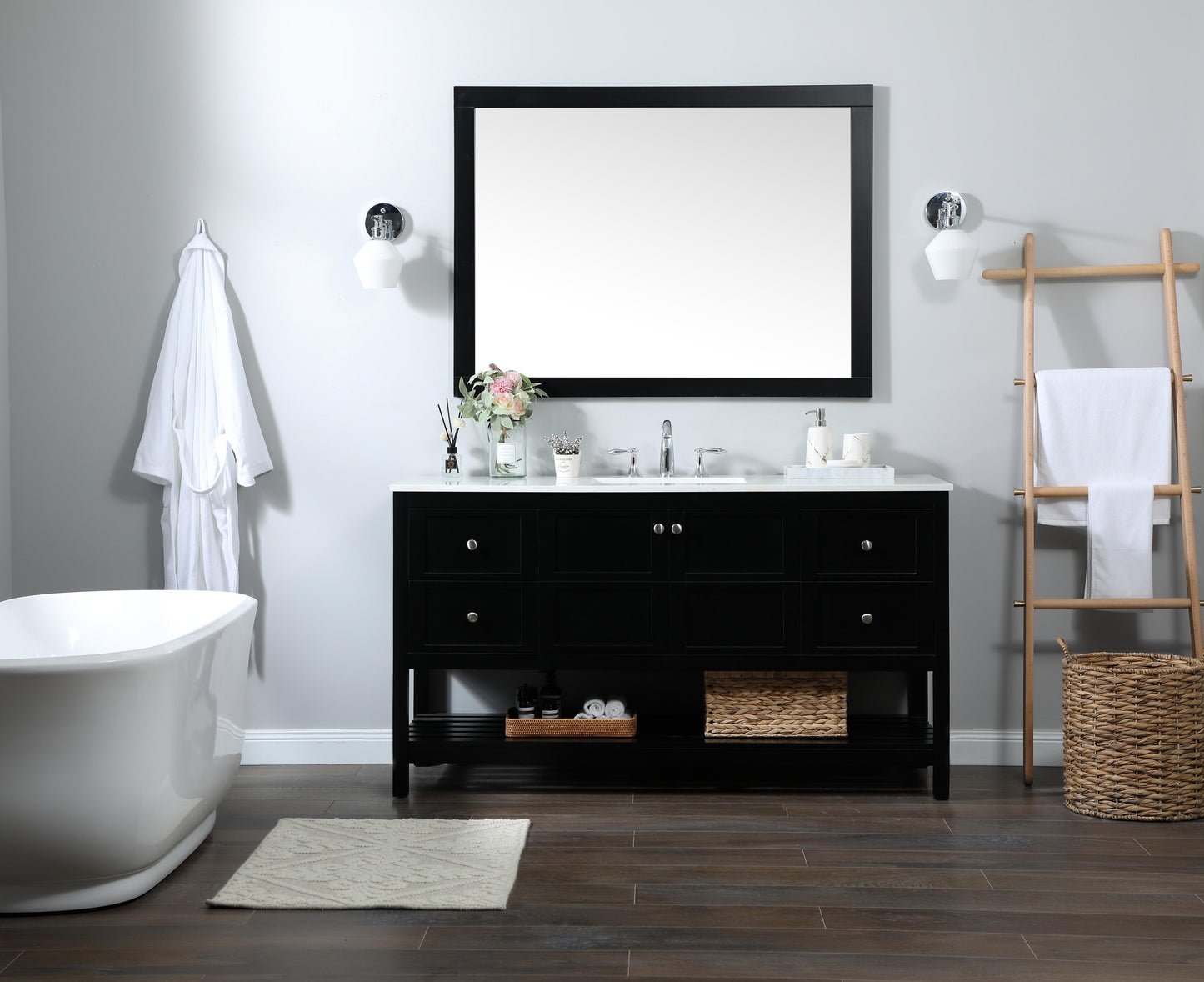 60 inch Single Bathroom Vanity in Black - BC1706034BK