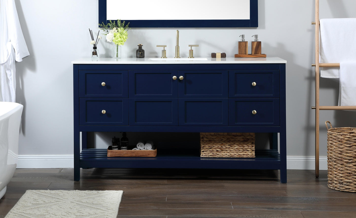 60 inch Single Bathroom Vanity in Blue - BC1706034BL