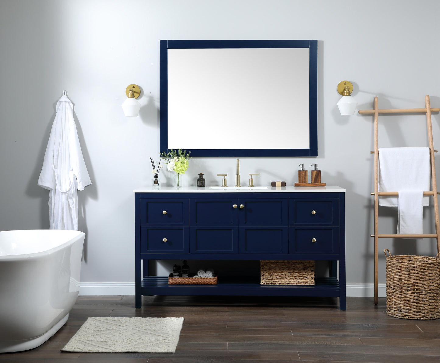 60 inch Single Bathroom Vanity in Blue - BC1706034BL