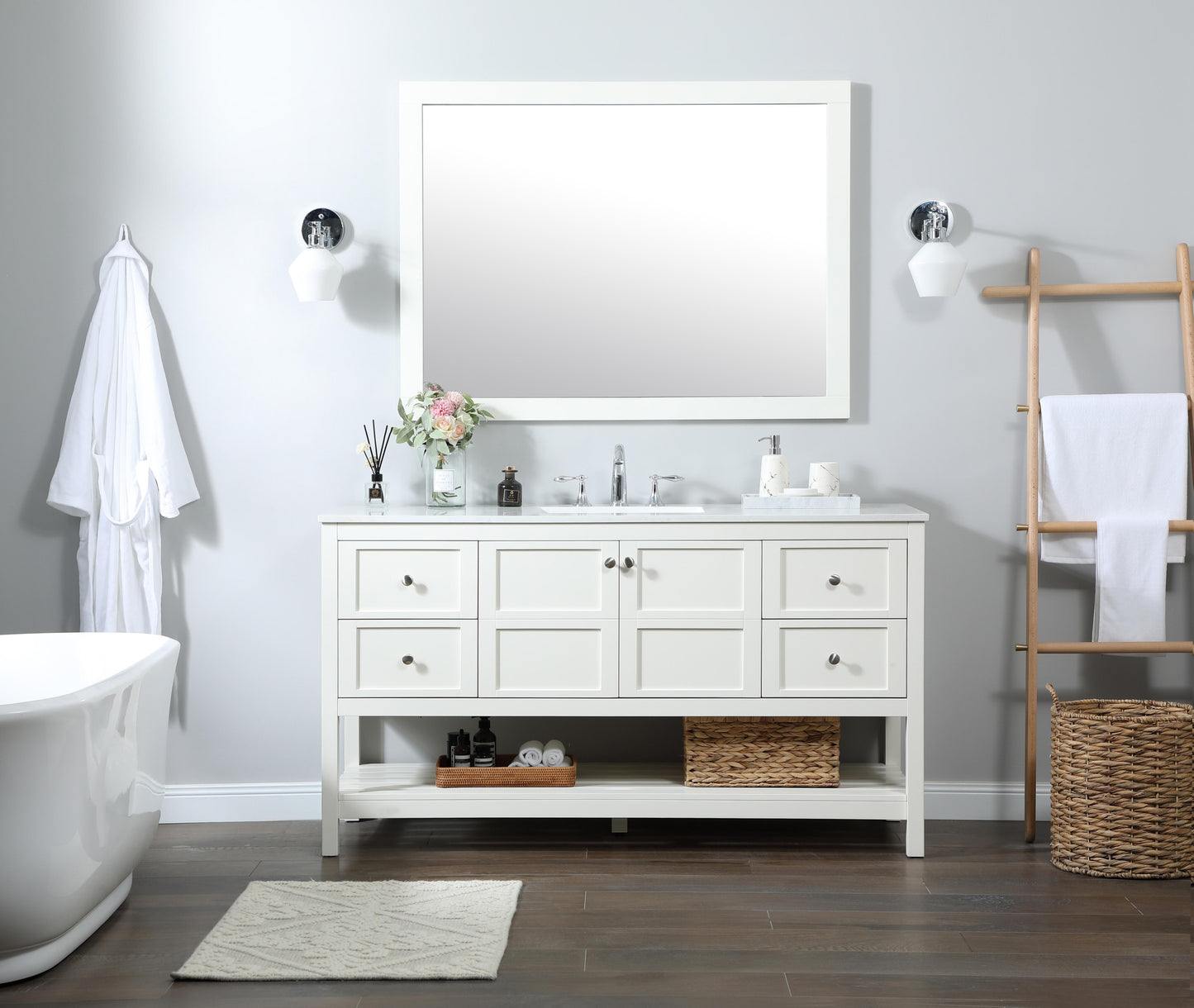 60 inch Single Bathroom Vanity in White - BC1706034WH