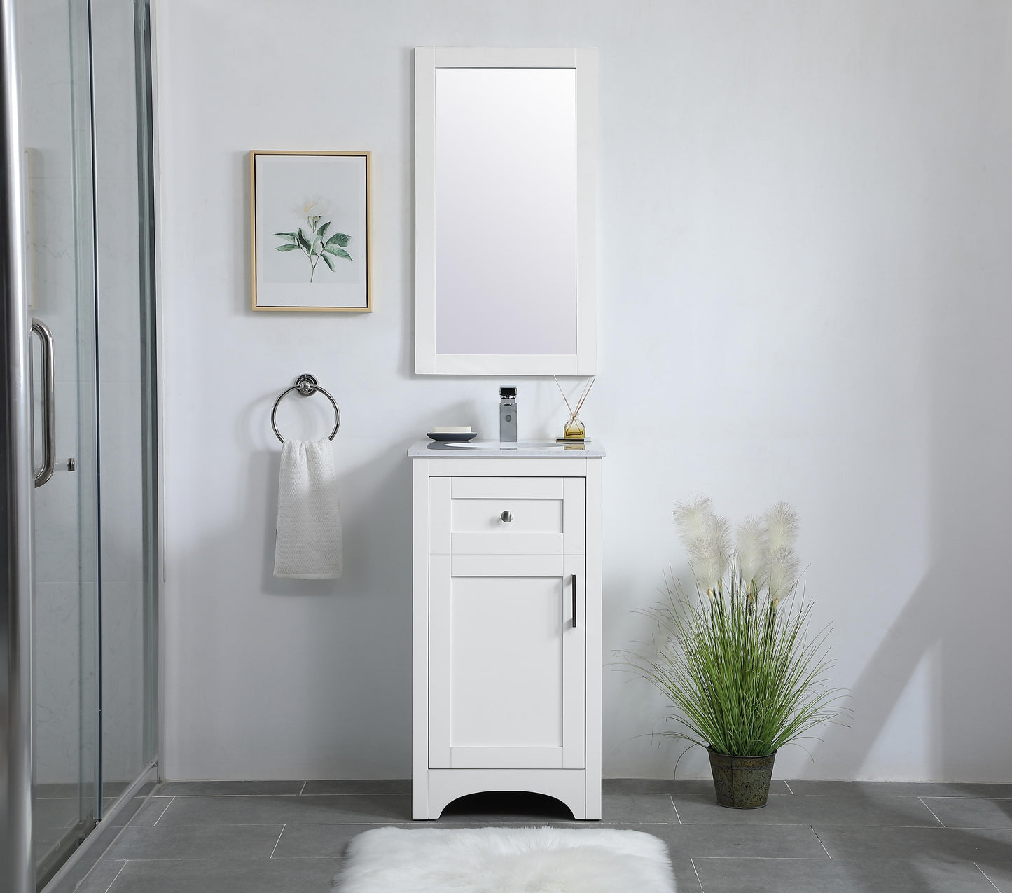 18 inch Single Bathroom Vanity in White - BC1801834WH