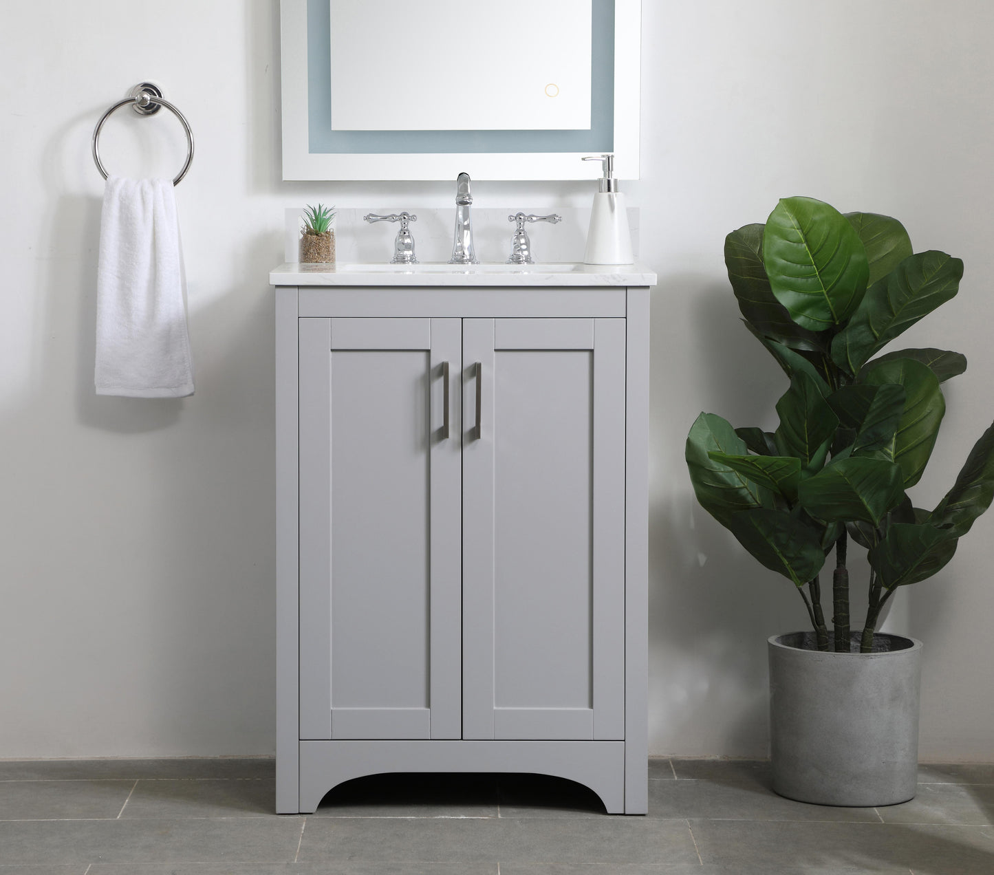 24 inch Single Bathroom Vanity in Grey - BC1802434GR