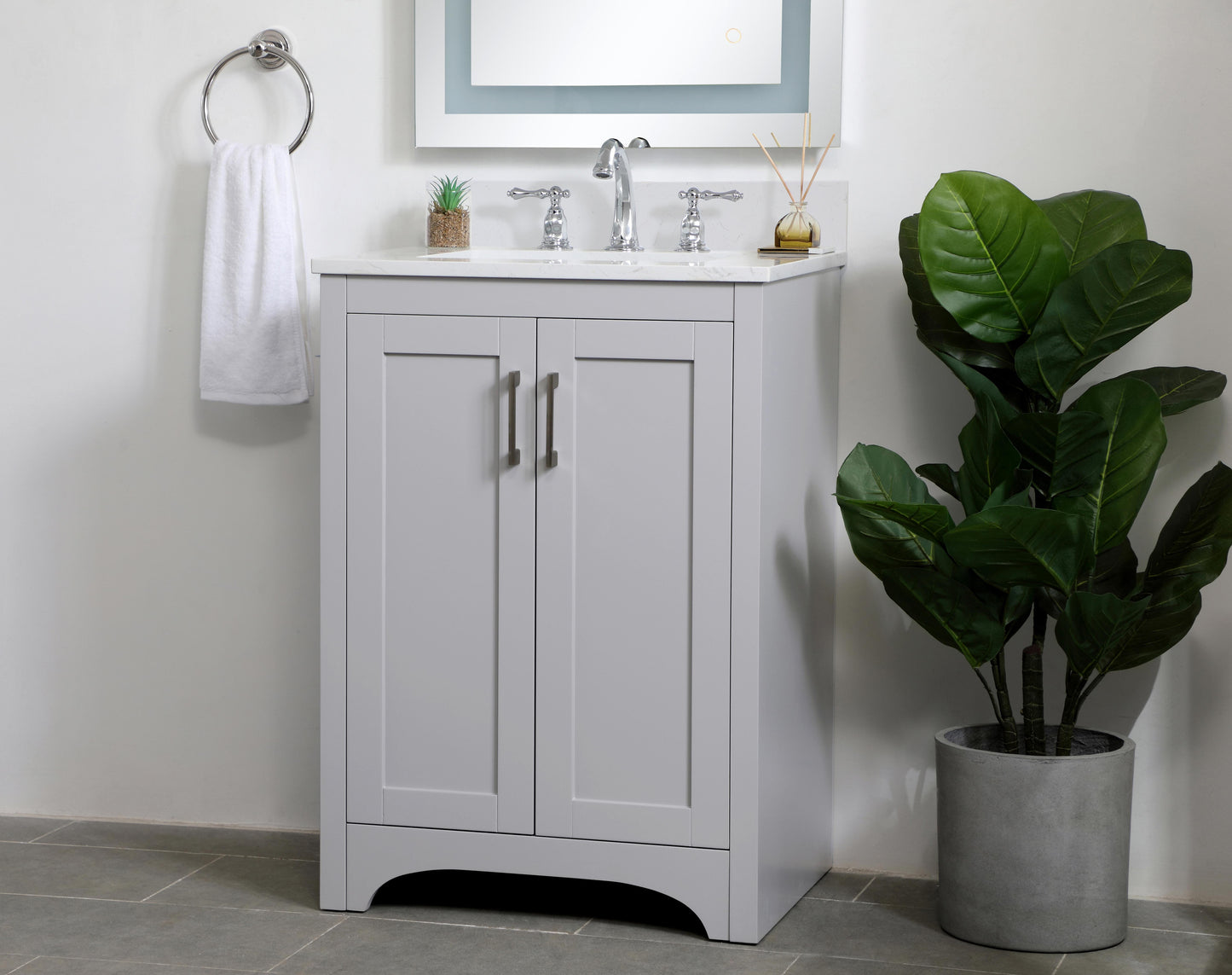 24 inch Single Bathroom Vanity in Grey - BC1802434GR