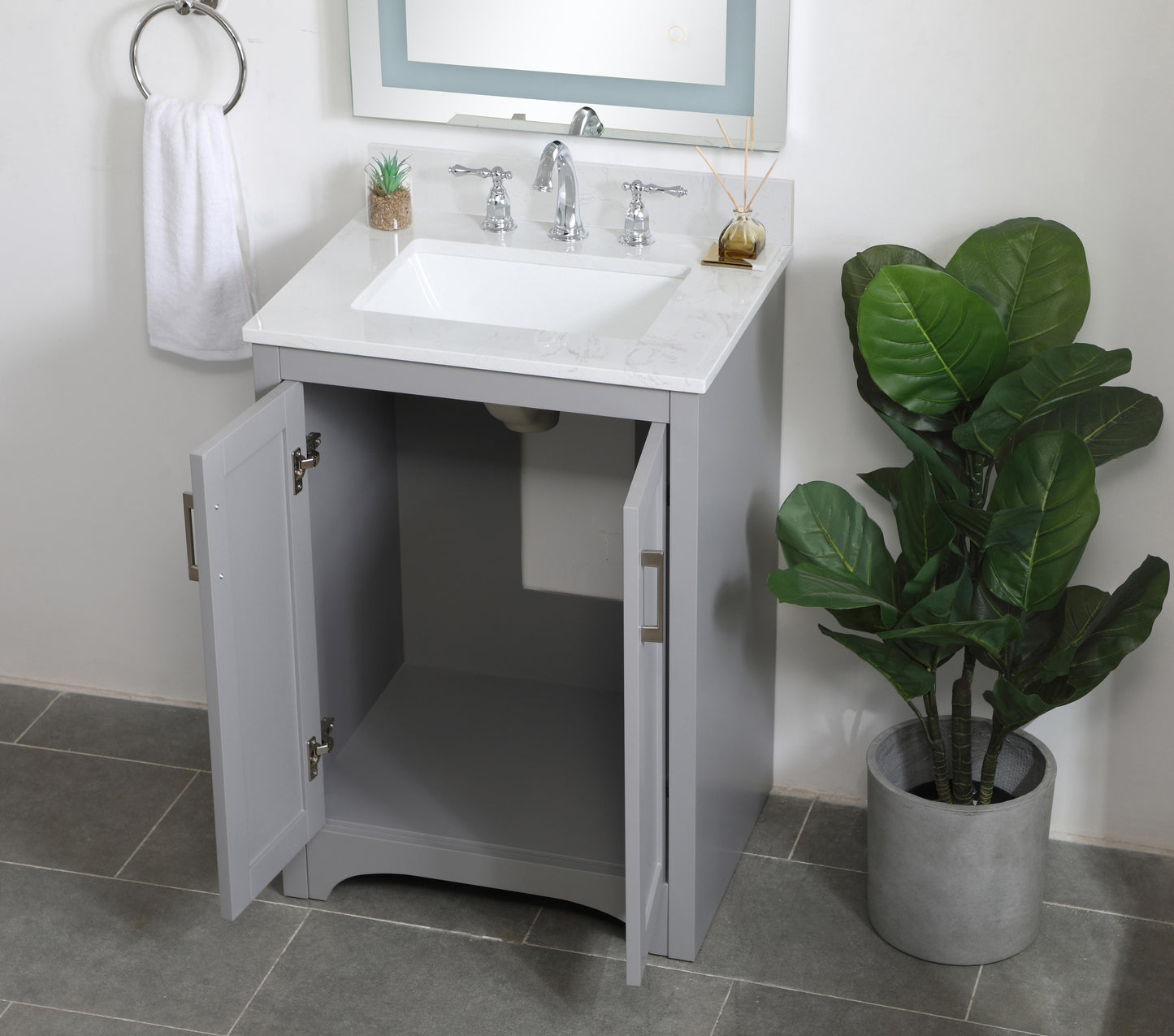 24 inch Single Bathroom Vanity in Grey - BC1802434GR