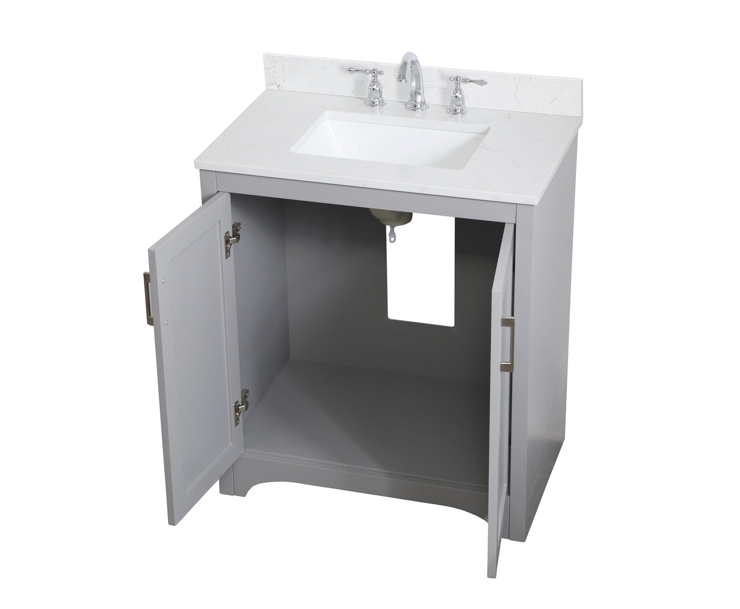 30 inch Single Bathroom Vanity in Grey with Backsplash - BC1803034GR-BS