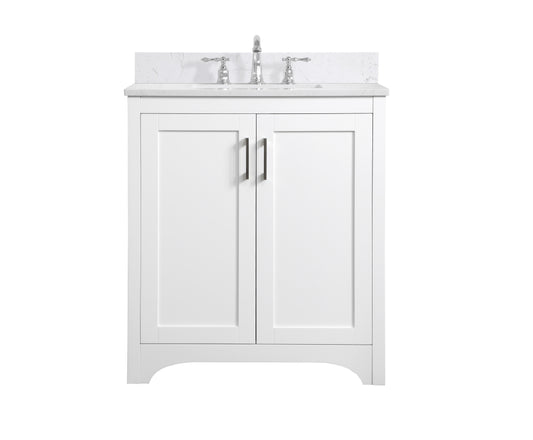 30 inch Single Bathroom Vanity in White with Backsplash - BC1803034WH-BS