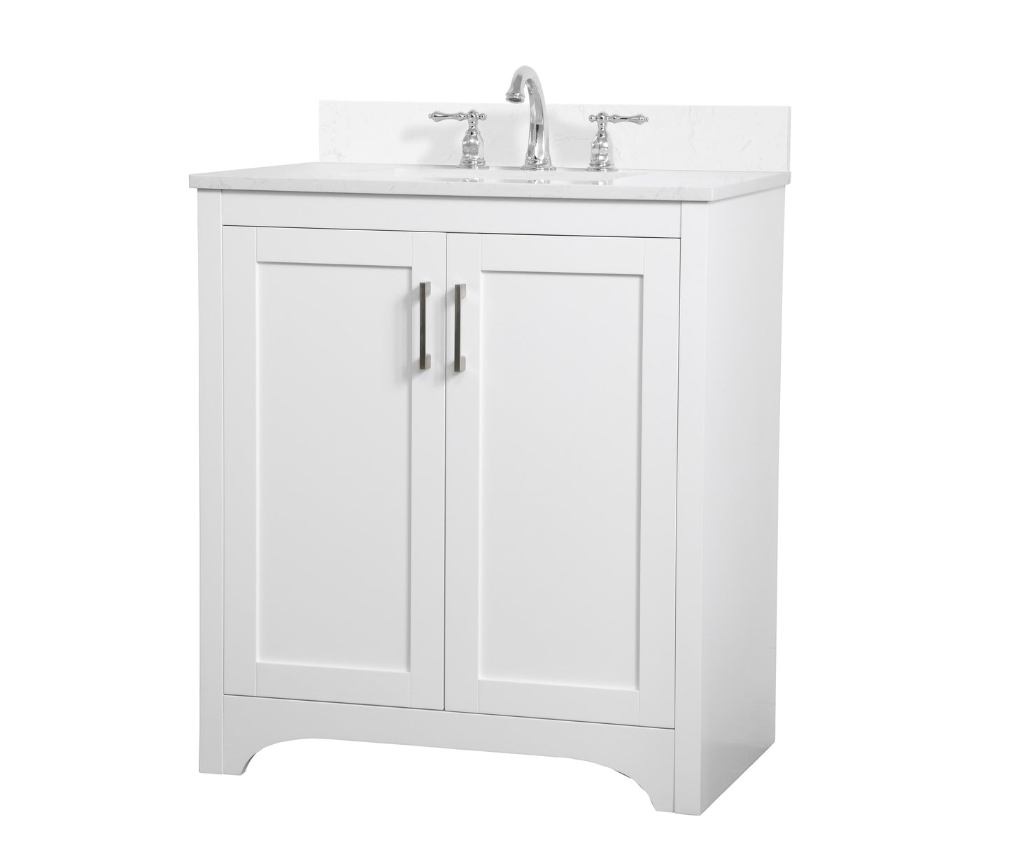 30 inch Single Bathroom Vanity in White with Backsplash - BC1803034WH-BS