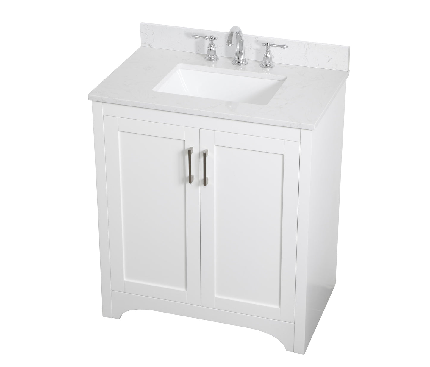 30 inch Single Bathroom Vanity in White with Backsplash - BC1803034WH-BS