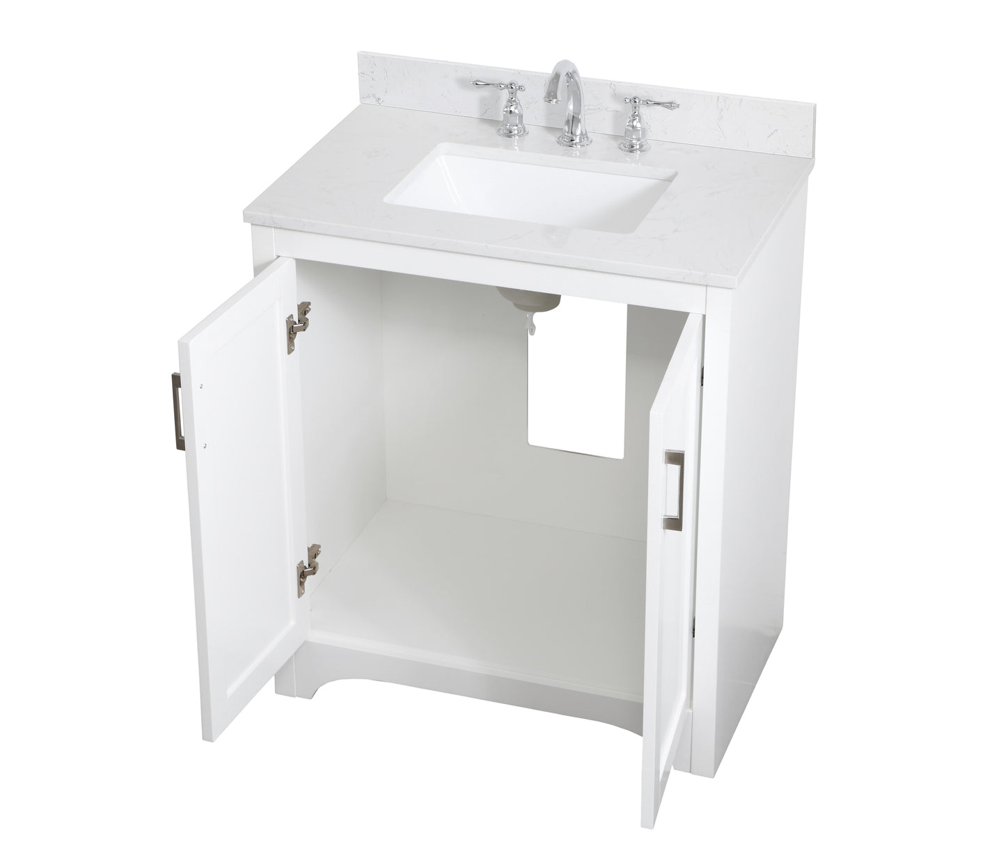 30 inch Single Bathroom Vanity in White with Backsplash - BC1803034WH-BS