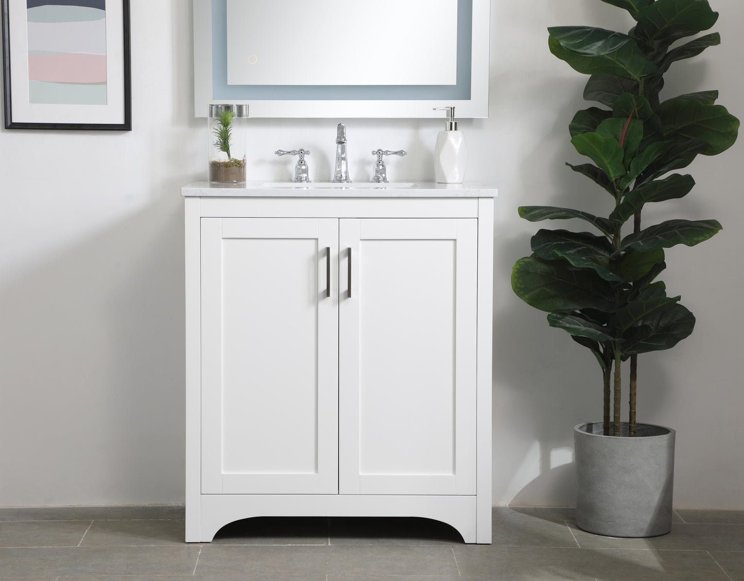 30 inch Single Bathroom Vanity in White - BC1803034WH