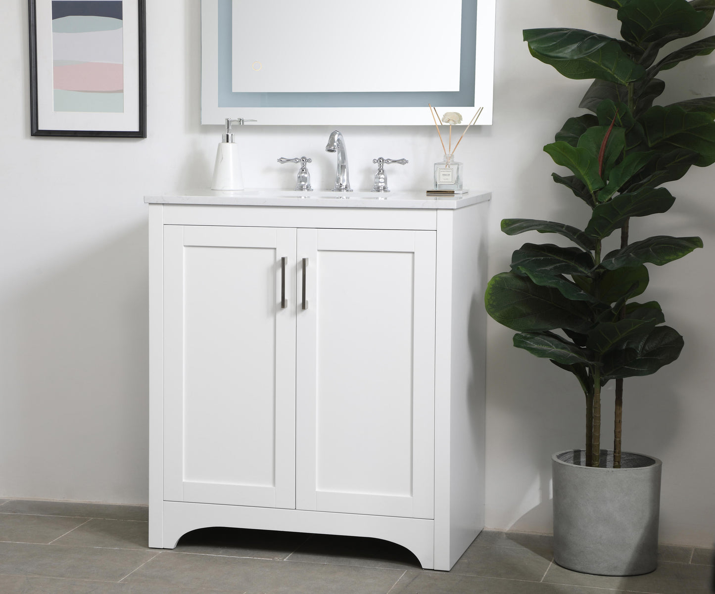 30 inch Single Bathroom Vanity in White - BC1803034WH