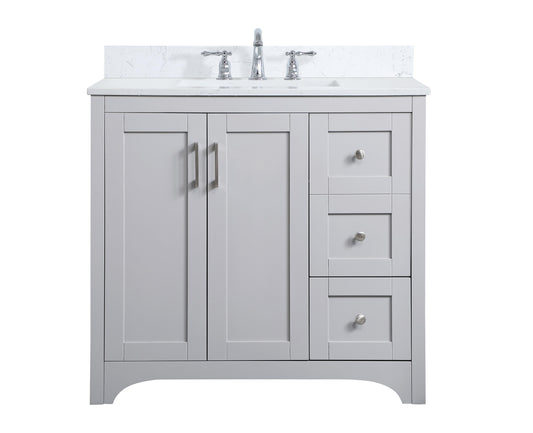 36 inch Single Bathroom Vanity in Grey with Backsplash - BC1803634GR-BS