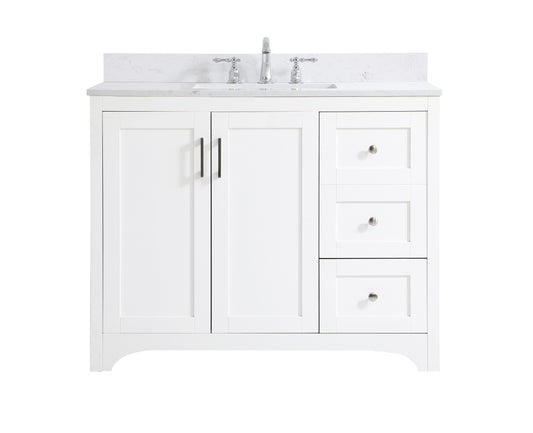 42 inch Single Bathroom Vanity in White with Backsplash - BC1804234WH-BS