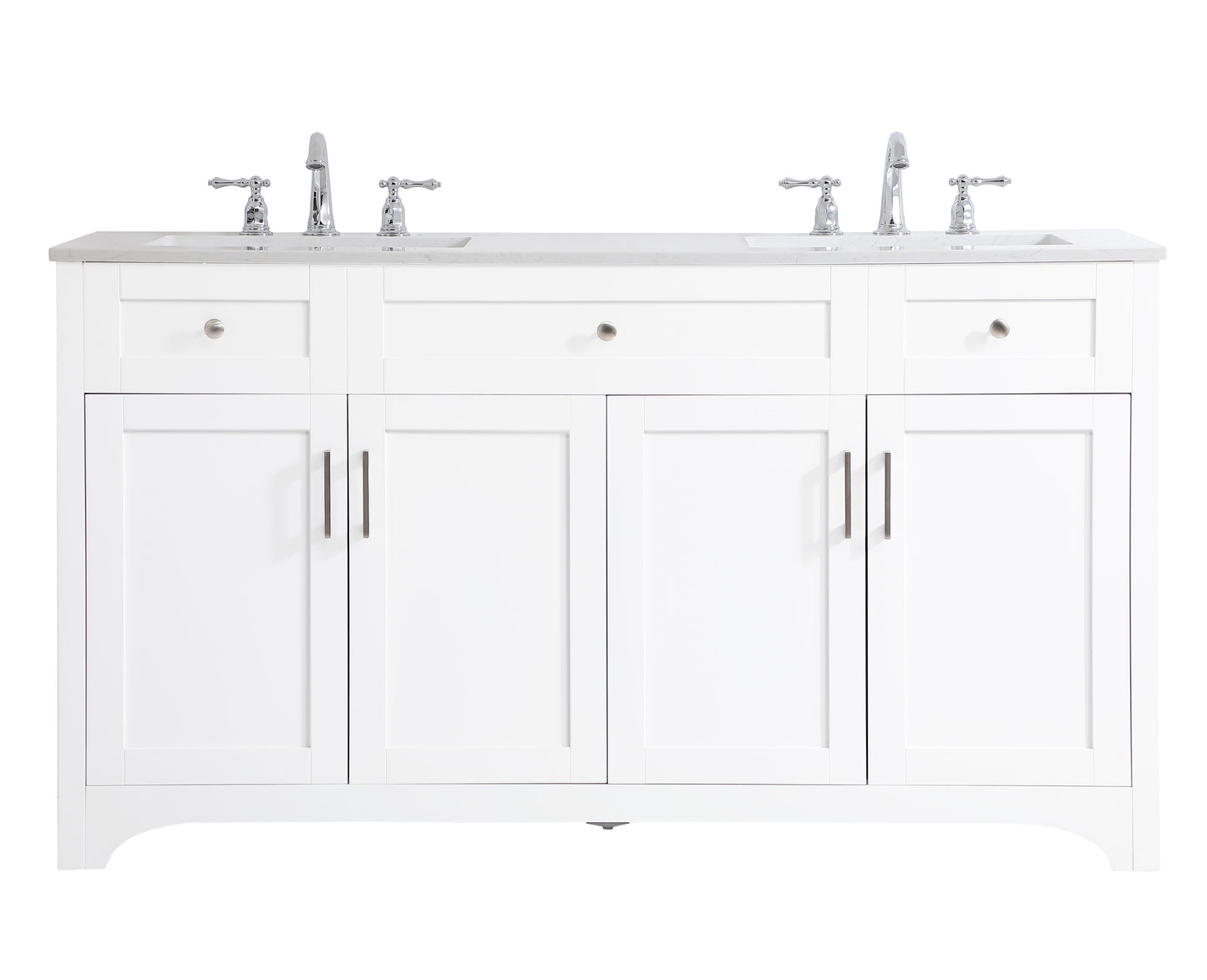 60 inch Double Bathroom Vanity in White - BC180D6034WH