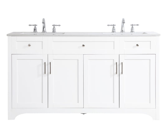 60 inch Double Bathroom Vanity in White - BC180D6034WH